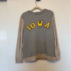 Gray and Tan Iowa Women's Crew Neck Sweater